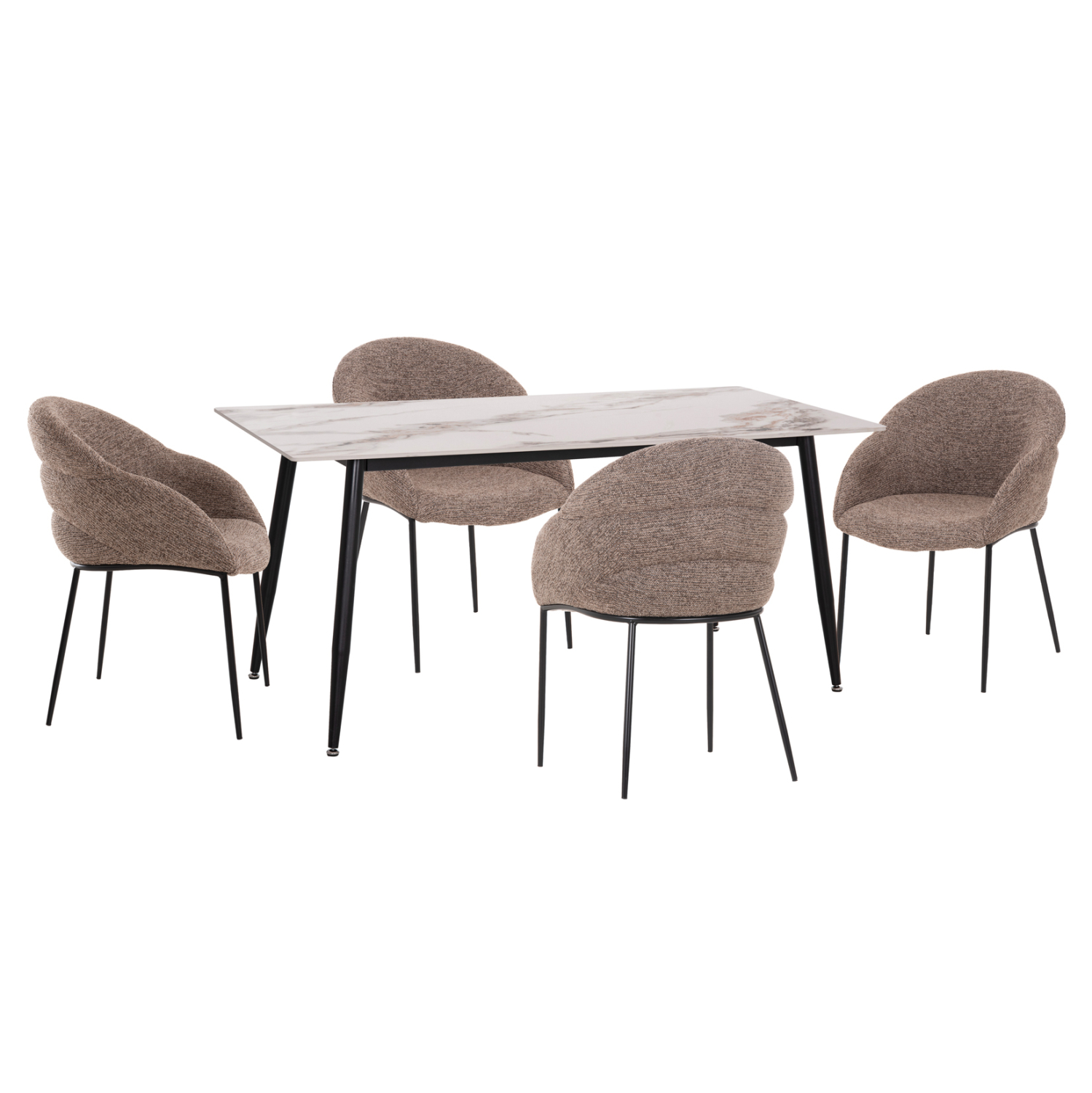 set-trapezarias-5tmch-fb91095203-keramik ΣΕΤ ΤΡΑΠΕΖΑΡΙΑΣ 5ΤΜΧ DRENNY HM10952.03 ΚΕΡΑΜΙΚΟ TOP--ΥΦΑΣΜΑ TAUPE & ΜΕΤΑΛ.ΠΟΔΙΑ - Image 1