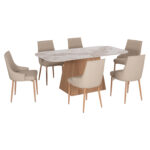 ΣΕΤ ΤΡΑΠΕΖΑΡΙΑΣ 7ΤΜΧ NORDU HM21359 ΚΕΡΑΜΙΚΟ TOP/MDF ΒΑΣΗ--PU ΚΡΕΜ/ΜΕΤΑΛ.ΠΟΔΙΑ