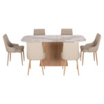 ΣΕΤ ΤΡΑΠΕΖΑΡΙΑΣ 7ΤΜΧ NORDU HM21359 ΚΕΡΑΜΙΚΟ TOP/MDF ΒΑΣΗ--PU ΚΡΕΜ/ΜΕΤΑΛ.ΠΟΔΙΑ - Image 4