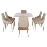 ΣΕΤ ΤΡΑΠΕΖΑΡΙΑΣ 7ΤΜΧ NORDU HM21359 ΚΕΡΑΜΙΚΟ TOP/MDF ΒΑΣΗ--PU ΚΡΕΜ/ΜΕΤΑΛ.ΠΟΔΙΑ - Image 5