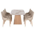 ΣΕΤ ΤΡΑΠΕΖΑΡΙΑΣ 7ΤΜΧ NORDU HM21359 ΚΕΡΑΜΙΚΟ TOP/MDF ΒΑΣΗ--PU ΚΡΕΜ/ΜΕΤΑΛ.ΠΟΔΙΑ - Image 6
