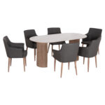 ΣΕΤ ΤΡΑΠΕΖΑΡΙΑΣ 7ΤΜΧ MELLOW HM21360 ΚΕΡΑΜΙΚΟ TOP/MDF ΠΟΔΙΑ--PU ΓΚΡΙ/ΜΕΤΑΛ.ΠΟΔΙΑ