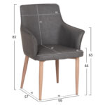 ΣΕΤ ΤΡΑΠΕΖΑΡΙΑΣ 7ΤΜΧ MELLOW HM21360 ΚΕΡΑΜΙΚΟ TOP/MDF ΠΟΔΙΑ--PU ΓΚΡΙ/ΜΕΤΑΛ.ΠΟΔΙΑ - Image 2