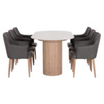 ΣΕΤ ΤΡΑΠΕΖΑΡΙΑΣ 7ΤΜΧ MELLOW HM21360 ΚΕΡΑΜΙΚΟ TOP/MDF ΠΟΔΙΑ--PU ΓΚΡΙ/ΜΕΤΑΛ.ΠΟΔΙΑ - Image 5