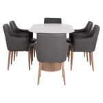 ΣΕΤ ΤΡΑΠΕΖΑΡΙΑΣ 7ΤΜΧ MELLOW HM21360 ΚΕΡΑΜΙΚΟ TOP/MDF ΠΟΔΙΑ--PU ΓΚΡΙ/ΜΕΤΑΛ.ΠΟΔΙΑ - Image 6