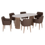 ΣΕΤ ΤΡΑΠΕΖΑΡΙΑΣ 7ΤΜΧ MELLOW HM21361 ΚΕΡΑΜΙΚΟ TOP/MDF ΠΟΔΙΑ--PU ΚΑΦΕ/ΜΕΤΑΛ.ΠΟΔΙΑ