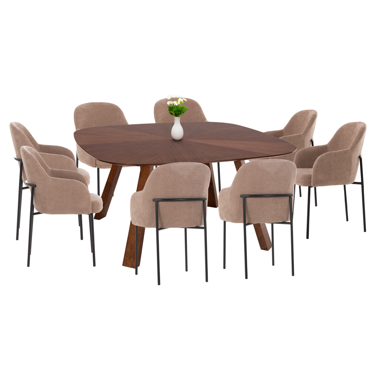 set-trapezarias-eschoroy-9tmch-fb9109590-9 ΣΕΤ ΤΡΑΠΕΖΑΡΙΑΣ ΕΣ.ΧΩΡΟΥ 9ΤΜΧ RINER HM10959.03 MDF ΚΑΡΥΔΙ--ΥΦΑΣΜΑ TAUPE - Image 1