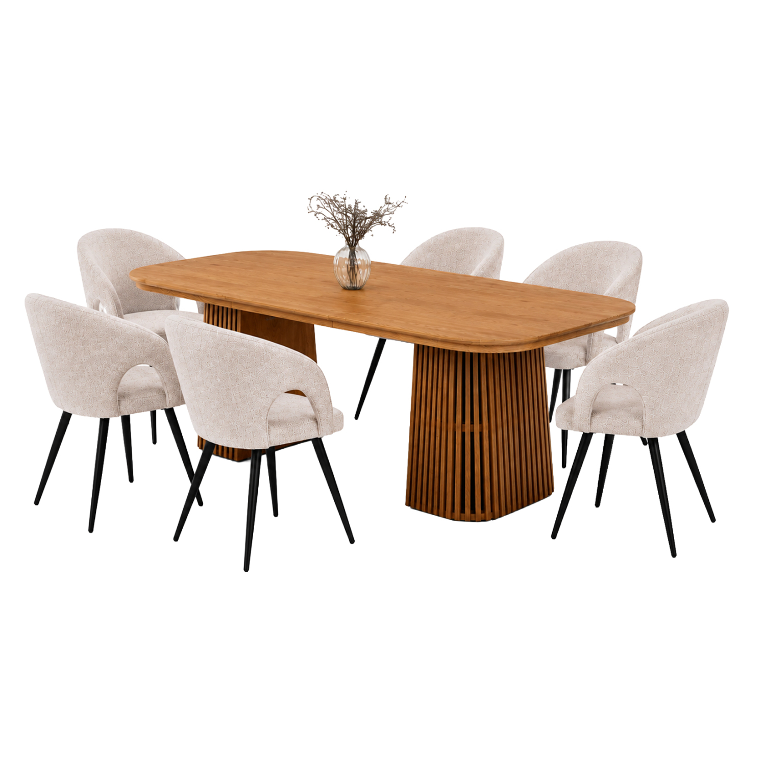 set-trapezarias-7tmch-epekteinomeno-fb91 ΣΕΤ ΤΡΑΠΕΖΑΡΙΑΣ 7ΤΜΧ ΕΠΕΚΤΕΙΝΟΜΕΝΟ CORNEL HM12107.02 MDF--ΥΦΑΣΜΑ ΜΠΕΖ - Image 1