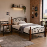 ΣΕΤ ΥΠΝΟΔΩΜΑΤΙΟΥ ΜΕ ΣΤΡΩΜΑ 3ΤΜΧ HM11217 RUBBERWOOD-ΜΕΤΑΛΛΟ - Image 2