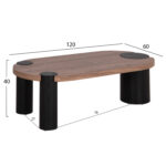 ΤΡΑΠΕΖΙ ΣΑΛΟΝΙΟΥ ΟΒΑΛ OVALON HM18433.05 MDF TOP ΚΑΡΥΔΙ-MDF ΠΟΔΙΑ ΜΑΥΡΑ 120x60x40Υεκ - Image 2