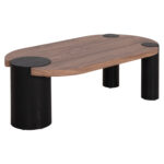 ΤΡΑΠΕΖΙ ΣΑΛΟΝΙΟΥ ΟΒΑΛ OVALON HM18433.05 MDF TOP ΚΑΡΥΔΙ-MDF ΠΟΔΙΑ ΜΑΥΡΑ 120x60x40Υεκ - Image 5
