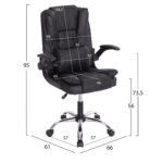 ΚΑΡΕΚΛΑ ΓΡΑΦΕΙΟΥ CANAN HM1201 ΜΑΥΡO PVC-ΒΑΣΗ ΧΡΩΜΙΟΥ 66x61x105Υεκ. - Image 2