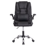 ΚΑΡΕΚΛΑ ΓΡΑΦΕΙΟΥ CANAN HM1201 ΜΑΥΡO PVC-ΒΑΣΗ ΧΡΩΜΙΟΥ 66x61x105Υεκ. - Image 3