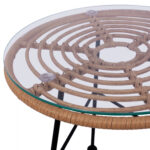 ΤΡΑΠΕΖΙ ΜΕΤΑΛΛΙΚΟ ALLEGRA HM5459 ΜΕ WICKER ΜΠΕΖ ΚΑΙ ΓΥΑΛΙ Φ45Χ46Υεκ. - Image 4