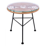 ΤΡΑΠΕΖΙ ΜΕΤΑΛΛΙΚΟ ALLEGRA HM5459 ΜΕ WICKER ΜΠΕΖ ΚΑΙ ΓΥΑΛΙ Φ45Χ46Υεκ.