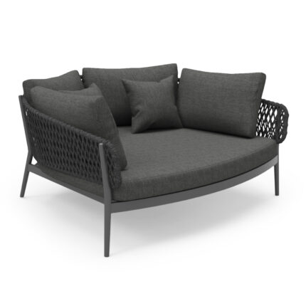 DAYBED 2ΘΕΣΙΟ ΣΕΙΡΑ CAMELLIA HM6217.01 ΣΚΟΥΡΟ ΓΚΡΙ ΑΛΟΥΜΙΝΙΟ-P.E.ΣΧΟΙΝΙ-OLEFIN 164x144x70Υεκ.