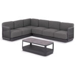 ΣΕΤ ΣΑΛΟΝΙ ΓΩΝΙΑ 3ΤΜΧ ELYSIA HM6187.01 ΣΚΟΥΡΟ ΓΚΡΙ ΑΛΟΥΜΙΝΙΟ-ΣΧΟΙΝΙ-P.E.ΥΦΑΣΜΑ