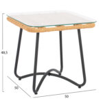 ΤΡΑΠΕΖΙ ΜΕΤΑΛΛΙΚΟ GERRY HM5717 ΜΕ WICKER ΜΠΕΖ 50x50x48,5 εκ. - Image 2