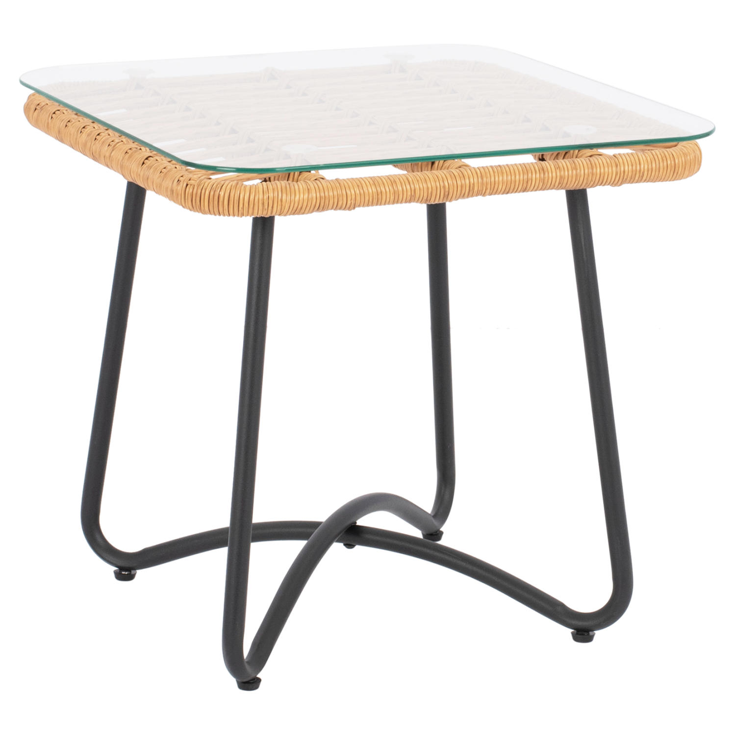 trapezi-metalliko-fb95717-me-wicker-mpez ΤΡΑΠΕΖΙ ΜΕΤΑΛΛΙΚΟ GERRY HM5717 ΜΕ WICKER ΜΠΕΖ 50x50x48,5 εκ. - Image 1